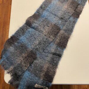 Vintage Cushendale 70% Mohair & Wool Blue Plaid Women's Winter Scarf
